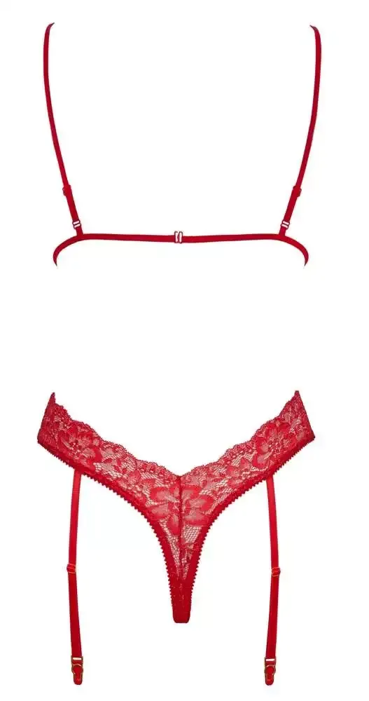 Kissable Verführerischer Spitzen-Straps-Body in Rot mit Goldakzenten, Größe S/M Kissable Verführerischer Spitzen-Straps-Body in Rot mit Goldakzenten, Größe S/M