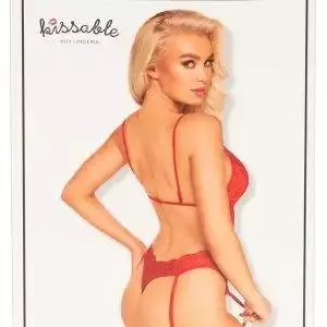 Kissable Verführerischer Spitzen-Straps-Body in Rot mit Goldakzenten, Größe S/M Kissable Verführerischer Spitzen-Straps-Body in Rot mit Goldakzenten, Größe S/M – Bild 8