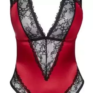 Cottelli LINGERIE Satin-Straps-Body, Rot/Schwarz, Größe S-XL Cottelli LINGERIE Satin-Straps-Body, Rot/Schwarz, Größe S-XL – Bild 7