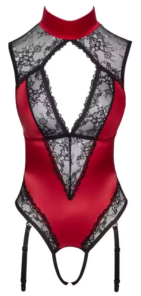Cottelli LINGERIE Satin-Straps-Body, Rot/Schwarz, Größe S-XL Cottelli LINGERIE Satin-Straps-Body, Rot/Schwarz, Größe S-XL