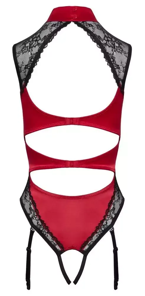 Cottelli LINGERIE Satin-Straps-Body, Rot/Schwarz, Größe S-XL Cottelli LINGERIE Satin-Straps-Body, Rot/Schwarz, Größe S-XL