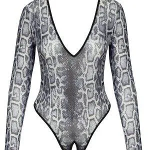 Cottelli LINGERIE Snakeskin Body ouvert transparent, tief dekolletiert, Langarm Cottelli LINGERIE Snakeskin Body ouvert transparent, tief dekolletiert, Langarm – Bild 4