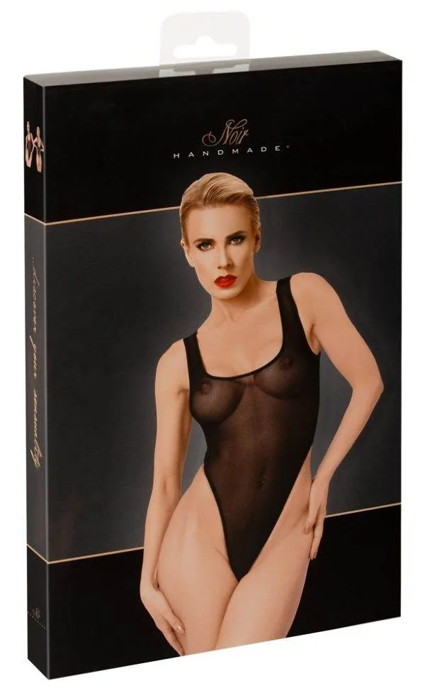 Noir: Transparenter Stringbody, Größe S, Schwarz Noir: Transparenter Stringbody, Größe S, Schwarz