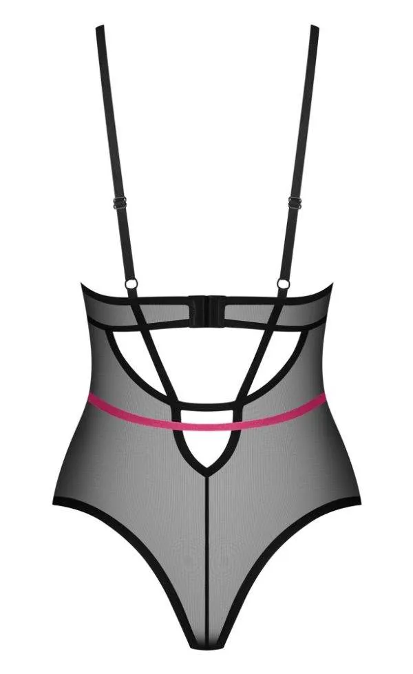 Obsessive Stringbody Novenes - Schwarz mit pinken Riemchen, Größe S/M Obsessive Stringbody Novenes - Schwarz mit pinken Riemchen, Größe S/M