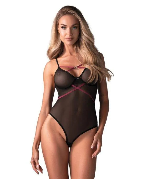 26445921941_nor_a Obsessive Stringbody Novenes - Schwarz mit pinken Riemchen, Größe S/M