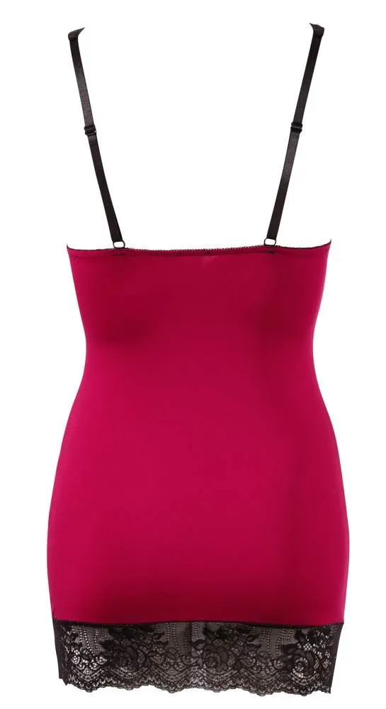 Cottelli LINGERIE - Dessouskleid mit Zierschnürung und Spitze Schwarz/Rot S Cottelli LINGERIE - Dessouskleid mit Zierschnürung und Spitze Schwarz/Rot S