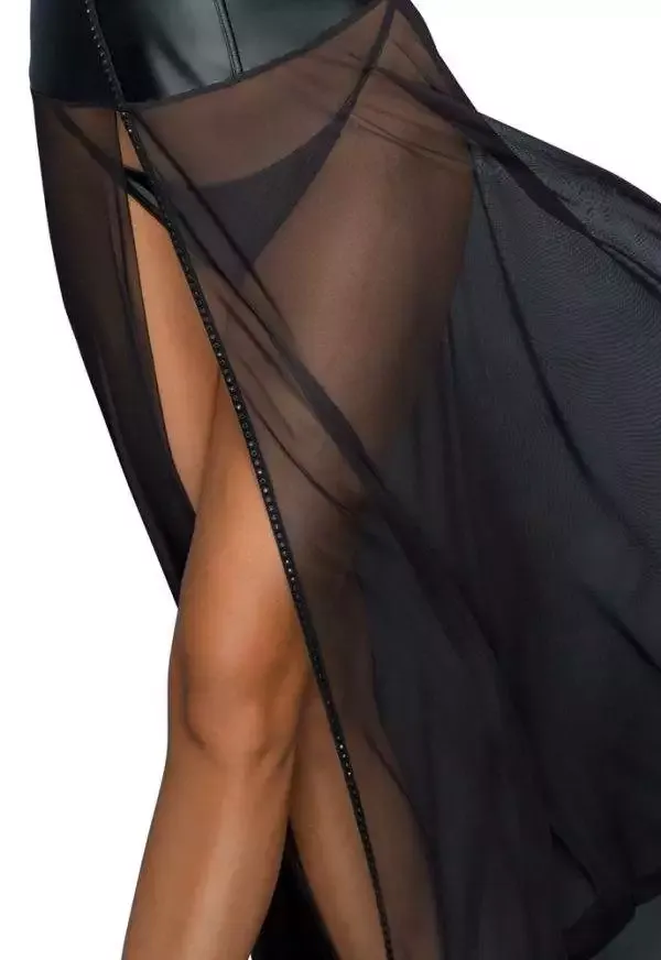 Noir Powerwetlook Kleid mit Powernet M Noir Powerwetlook Kleid mit Powernet M