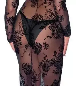 Noir Flockprint Langarm-Kleid in Powernet S Noir Flockprint Langarm-Kleid in Powernet S – Bild 6