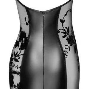 Noir Knieumspielendes Kleid, Powerwetlook, Powernet-Einsätze schwarz Größe XL Noir Knieumspielendes Kleid, Powerwetlook, Powernet-Einsätze schwarz Größe S – Hollow Rückseite