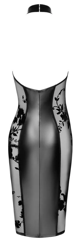 Noir Knieumspielendes Kleid, Powerwetlook, Powernet-Einsätze schwarz Größe XL Noir Knieumspielendes Kleid, Powerwetlook, Powernet-Einsätze schwarz Größe S – Hollow Rückseite