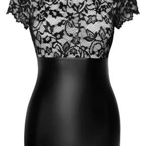 Noir Erotisch Elegantes Spitzenkleid, eng geschnitten, mit Stehkragen schwarz Größe M Noir Erotisch Elegantes Spitzenkleid, eng geschnitten, mit Stehkragen schwarz Größe S – Hollow B