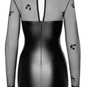 Noir Exklusives Flockprint Kleid schwarz Größe S Noir Exklusives Flockprint Kleid schwarz Größe S – Hollow Rückseite