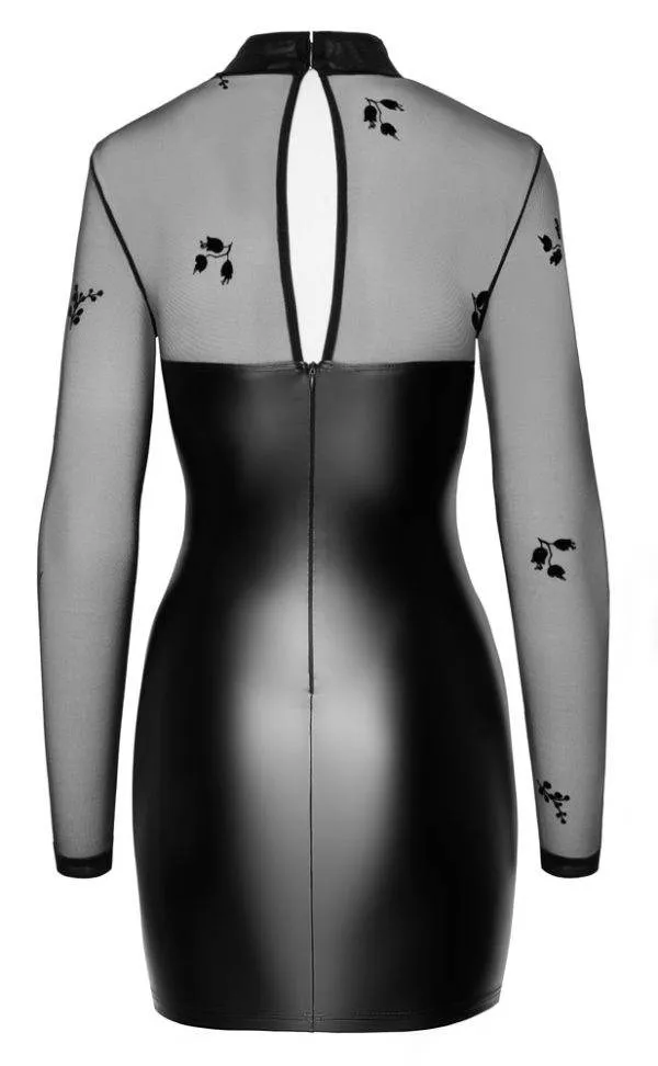 Noir Exklusives Flockprint Kleid schwarz Größe S Noir Exklusives Flockprint Kleid schwarz Größe S – Hollow Rückseite