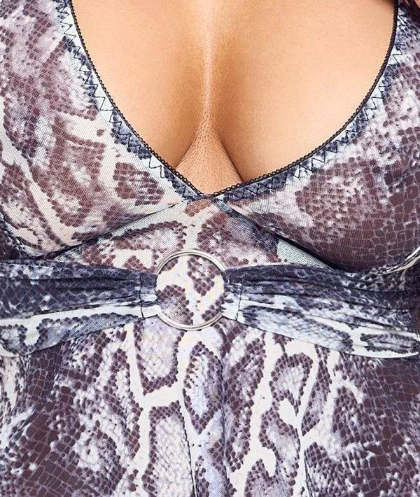 Cottelli LINGERIE - Transparentes Snakeskin-Kleid, schwarz, Größe M Cottelli LINGERIE - Snakeskin-Optik Kleid, Größe S, Farbe Beige – Det