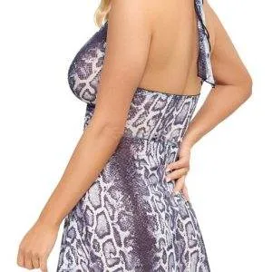 Cottelli LINGERIE - Transparentes Snakeskin-Kleid, schwarz, Größe M Cottelli LINGERIE - Snakeskin-Optik Kleid, Größe S, Farbe Beige – Rückseite
