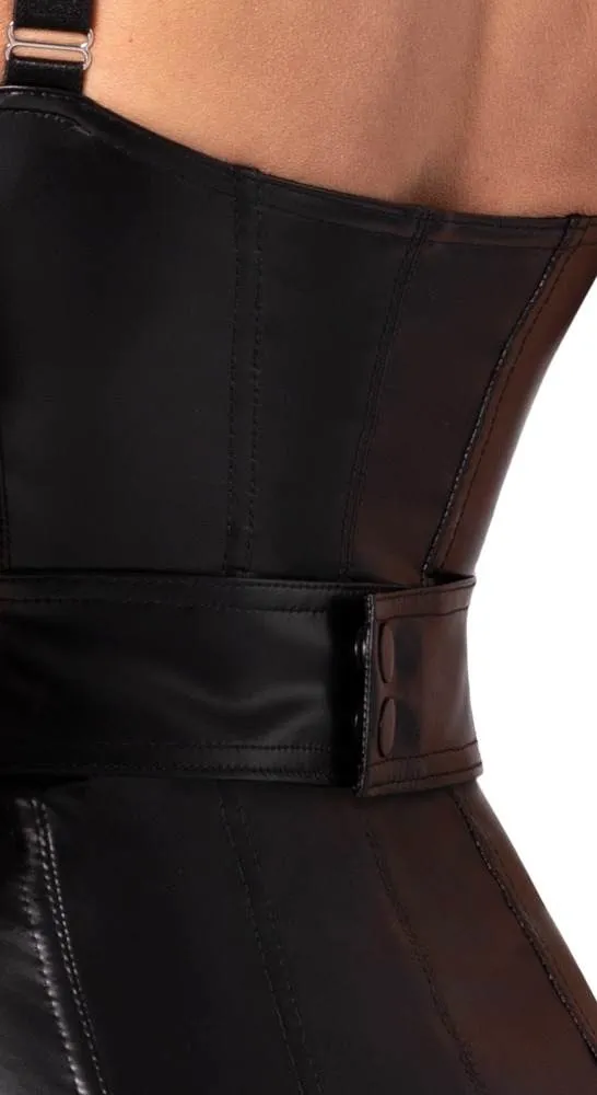 Noir Schwarzes Powerwetlook-Trägerkleid - Extra kurz, tailliert Noir Powerwetlook Trägerkleid