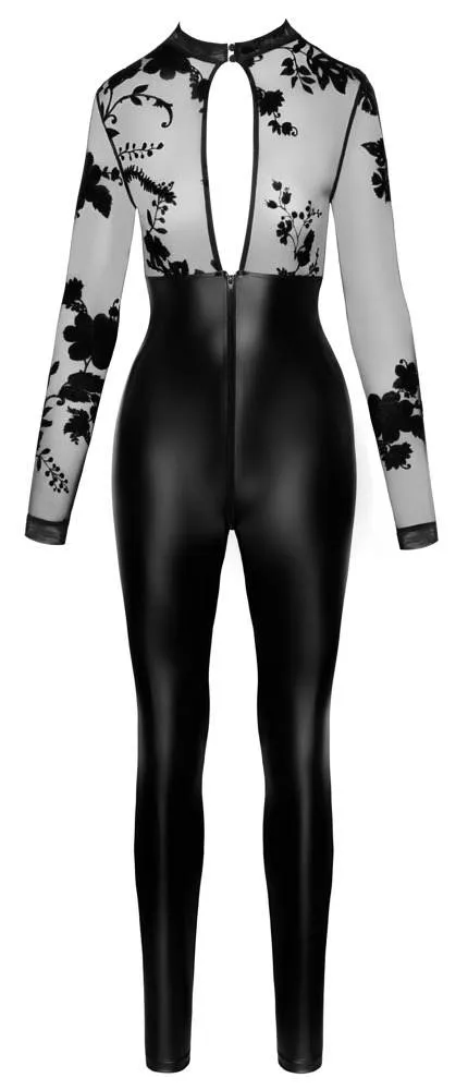 Noir Exklusiver Overall mit Samtflockprint schwarz Größe XL Noir Exklusiver Overall mit Samtflockprint schwarz Größe S – Hollow B