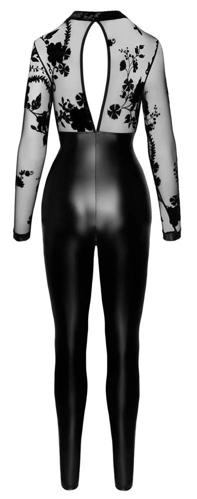 Noir Exklusiver Overall mit Samtflockprint schwarz Größe XL Noir Exklusiver Overall mit Samtflockprint schwarz Größe S – Hollow Rückseite