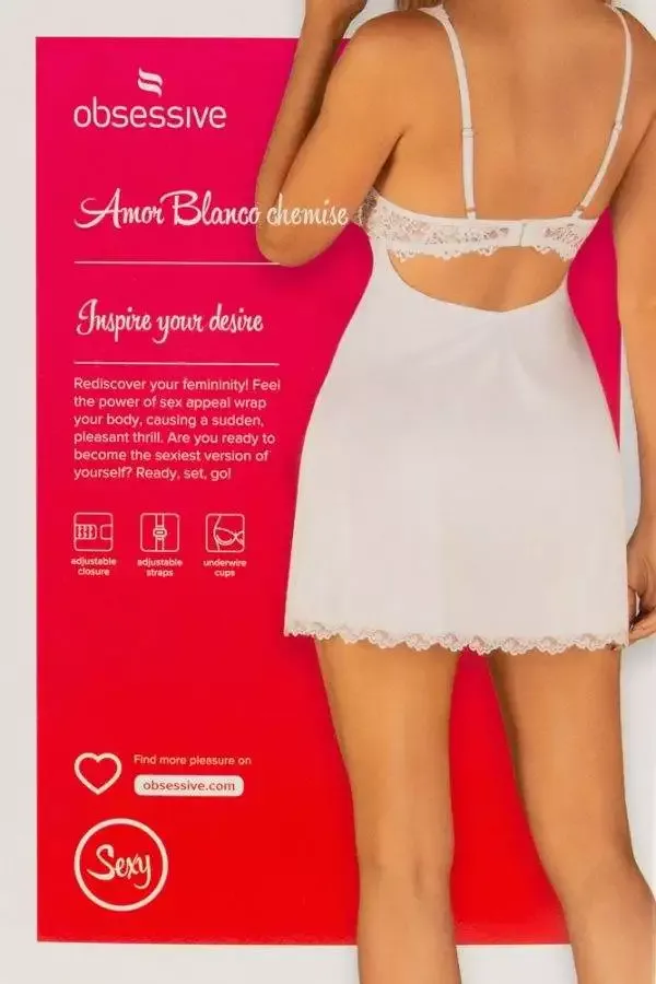 Obsessive Amor Blanco Chemise & String S/M Obsessive Amor Blanco Chemise & String S/M – Verpackung B
