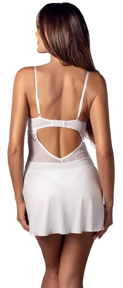 Obsessive Alissium Figurbetonendes Negligé und String Set - Weiß Obsessive Alissium Figurbetonendes Negligé und String Set in Weiß – Rückseite