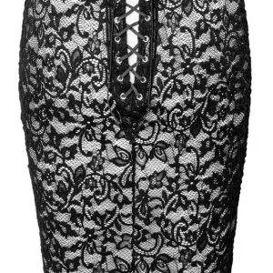 Noir Bleistift-Rock mit Spitze, exklusiver Material-Mix schwarz Größe M Noir Bleistift-Rock mit Spitze, exklusiver Material-Mix schwarz Größe S – Hollow Rückseite