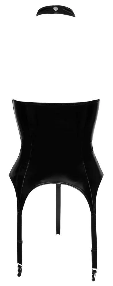 Black Level Lack Strapshemd und String - Provokanter Glanz-Style S Black Level Lack Strapshemd und String - Provokanter Glanz-Style S – Hollow Rückseite