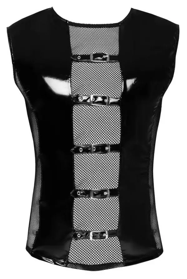 Black Level Lack H.Shirt S - Ärmelloses Shirt im Lack-Netz-Mix XL Black Level Lack H.Shirt S - Ärmelloses Shirt im Lack-Netz-Mix S – Hollow B