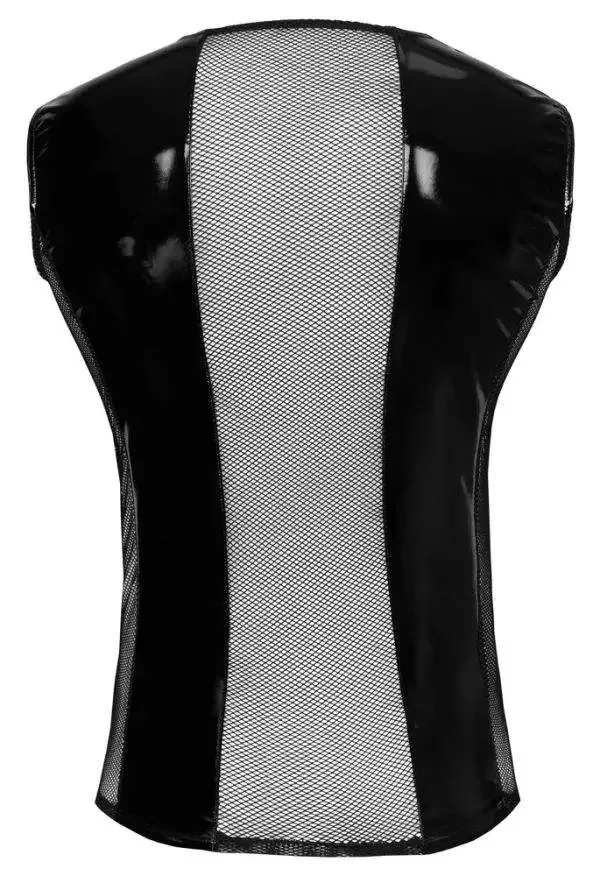 Black Level Lack H.Shirt S - Ärmelloses Shirt im Lack-Netz-Mix XL Black Level Lack H.Shirt S - Ärmelloses Shirt im Lack-Netz-Mix S – Hollow Rückseite