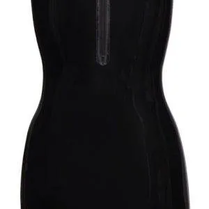 Late X Latex Minikleid - Schwarzes Fetish-Kleid mit Reißverschluss (70 Zeichen) M Late X Latex Minikleid - Schwarzes Fetish-Kleid mit Reißverschluss (70 Zeichen) S – Hollow Rückseite