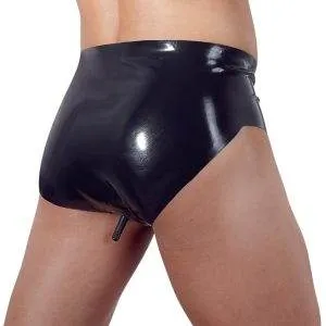 Late X Latex Herren Slip mit aufpumpbarem Anal-Plug L Late X Latex Herren Slip mit aufpumpbarem Anal-Plug S – Rückseite B