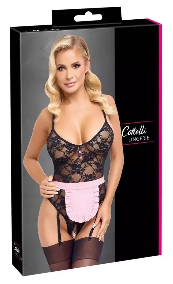 Cottelli COSTUMES Strap-Riobody ouvert mit Schürze Service-Kostüm – Verpackung