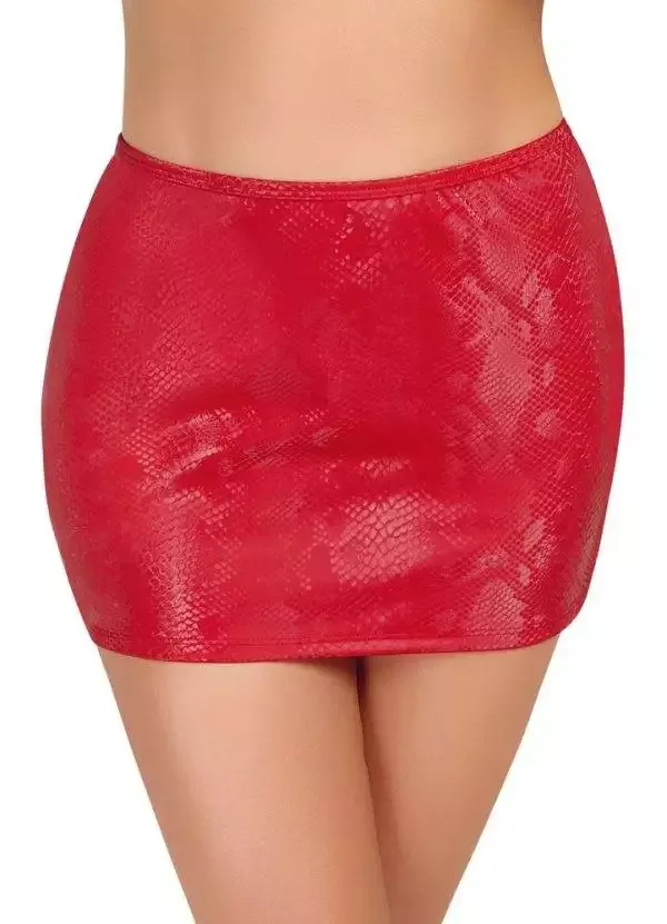 Cottelli PARTY Roter Schlangenhaut-Optik Minirock – A