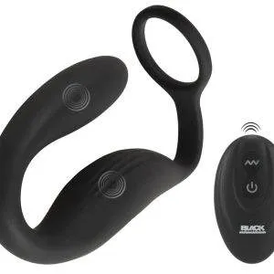 Black Velvets Cock Ring mit RC Butt Plug - Prostata Vibrator & Penisring, 13 cm - Schwarz – A
