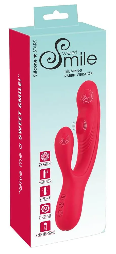 Sweet Smile Thumping Rabbit Vibrator - Dual-Stimulation in 10 Vibrationsmodi (Orgasmic Red, S/M) – Verpackung