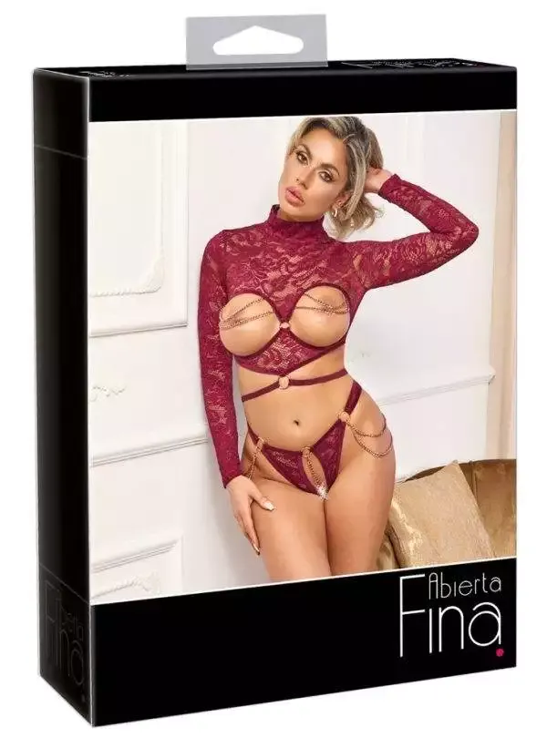 Abierta Fina, Size: S/M, Farbe: Dunkelrot - Erotik-Style Set 