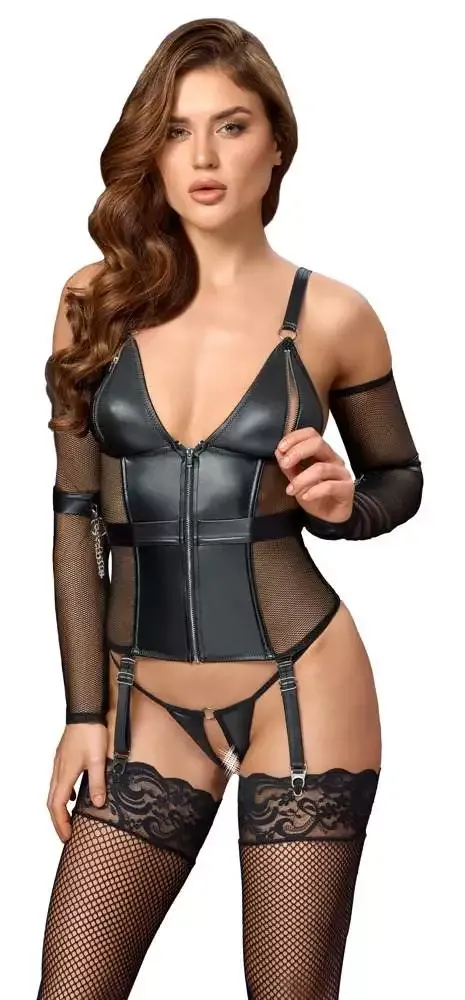Cottelli BONDAGE Dessous-Set Mattlook mit Armfesseln, Armstulpen – Silberfarben Cottelli BONDAGE Dessous-Set Mattlook mit Armfesseln, Armstulpen – Silberfarben – C