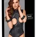 Cottelli BONDAGE Ouvert-Body mit Fesselgürtel in Schwarz – Verpackung