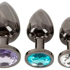 ANOS Metal Butt Plug Set mit Diamanten - Plug Trio in verschiedenen Größen und Farben – A