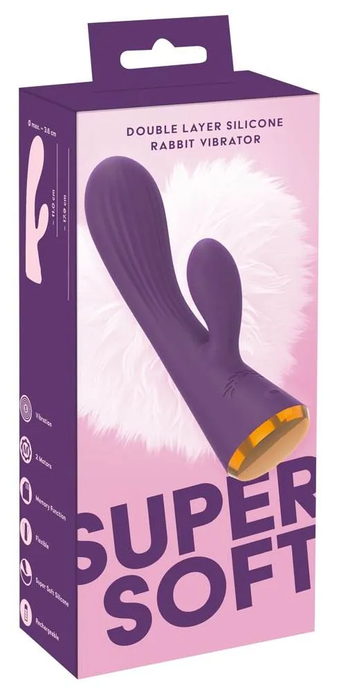 You2Toys Double Layer Silicone Rabbit Vibrator - Super Soft, doppelt intensiv, eleganter, handlicher, mit flexibler Clitoris-Stimulator und G-Zone Stimulation in Vagina, 3 Intensitäten, 5 Vibrationsmodi, wiederaufladbar, USB-Ladekabel, 17,9 cm Gesamtlänge, waschbar in Silikon, PU, ABS, 165 g. – Verpackung