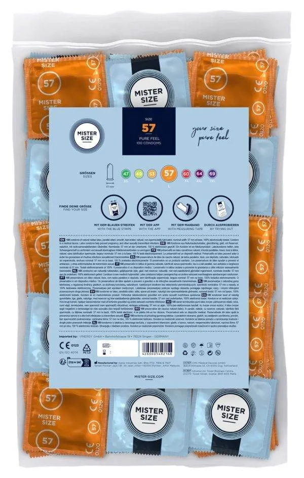 Mister Size Transparente Kondome 57 mm - Vegan & Gleitcreme - Hauchdünn - Für MEHR Gefühl – B