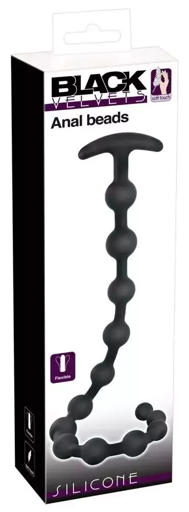 Black Velvets Analkugelkette 13 Kugeln, 50 cm, Schwarz – Verpackung