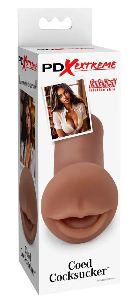PDX Extreme Coed Cocksucker Masturbator - Handjob-Upgrade, Mundoptik - Real-Feelings, Fanta-Flesh, Strukturiert, Griffig, Elastisch, 12,7 cm – Verpackung