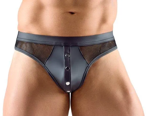 Svenjoyment Riostring in schwarz mit Netzstoff - Stylischer Material-Mix – A