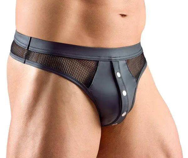 Svenjoyment Riostring in schwarz mit Netzstoff - Stylischer Material-Mix – B