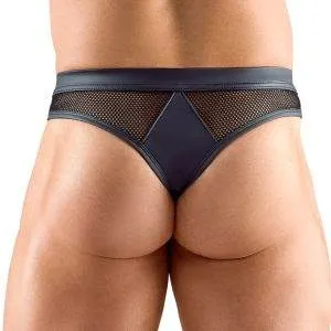 Svenjoyment Riostring Schwarz mit Netzstoff-Einsatz Svenjoyment Riostring in schwarz mit Netzstoff - Stylischer Material-Mix – Rückseite