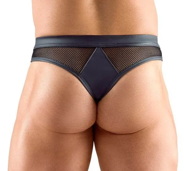 Svenjoyment Riostring Schwarz mit Netzstoff-Einsatz Svenjoyment Riostring in schwarz mit Netzstoff - Stylischer Material-Mix – Rückseite