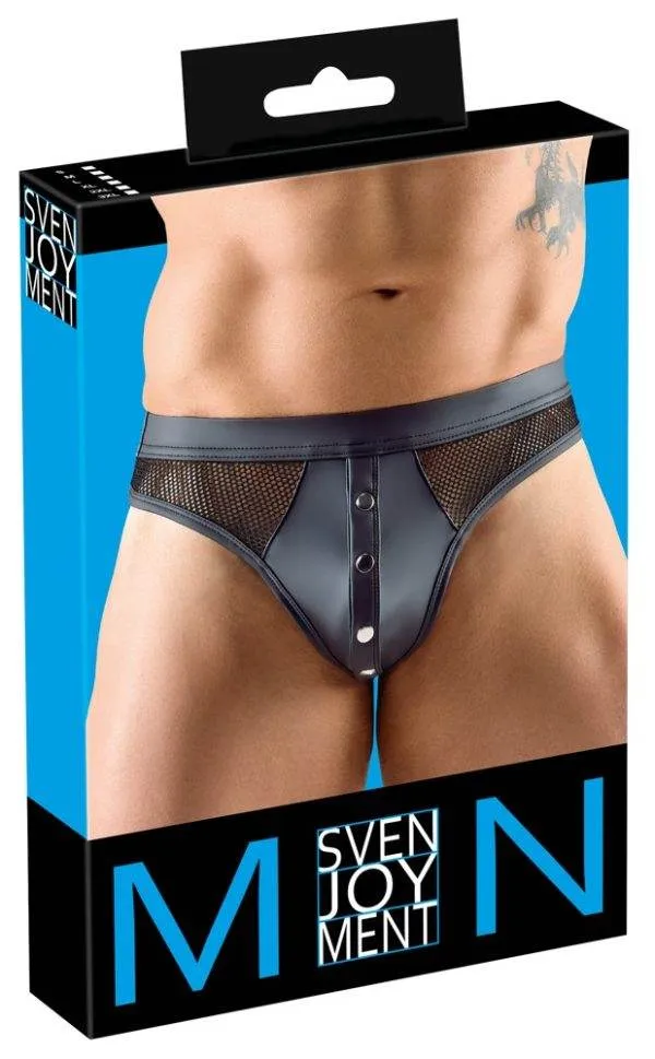 Svenjoyment Riostring in schwarz mit Netzstoff - Stylischer Material-Mix – Verpackung