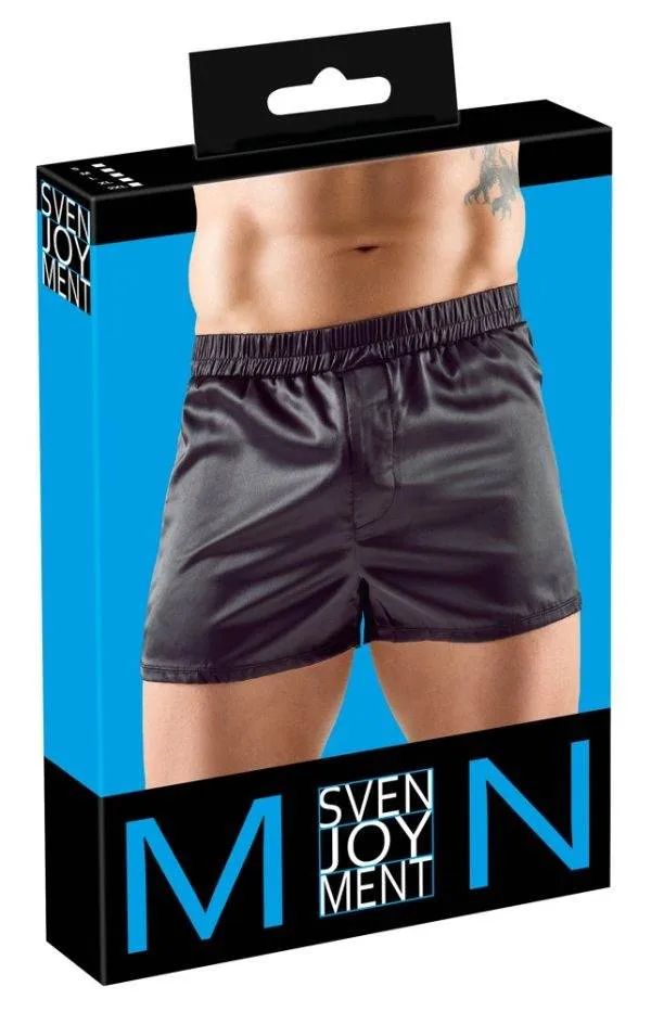 Svenjoyment Schwarze Satin Pants - Lässig leger mit Stil – Verpackung Svenjoyment Schwarze Satin Pants - Lässig leger mit Stil – Verpackung