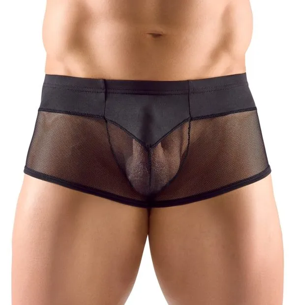 Svenjoyment Herren Pants Schwarz - Show-off Style mit Komfort-Materialmix - Größe S Svenjoyment Herren Pants in Schwarz, Größe L, mit transparentem Netzstoff – A