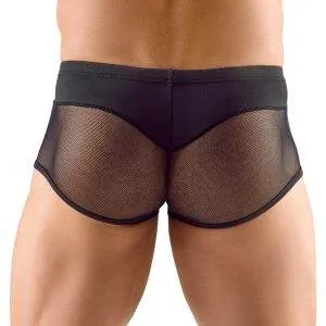 Svenjoyment Herren Pants Schwarz - Show-off Style mit Komfort-Materialmix - Größe S Svenjoyment Herren Pants in Schwarz, Größe L, mit transparentem Netzstoff – Rückseite